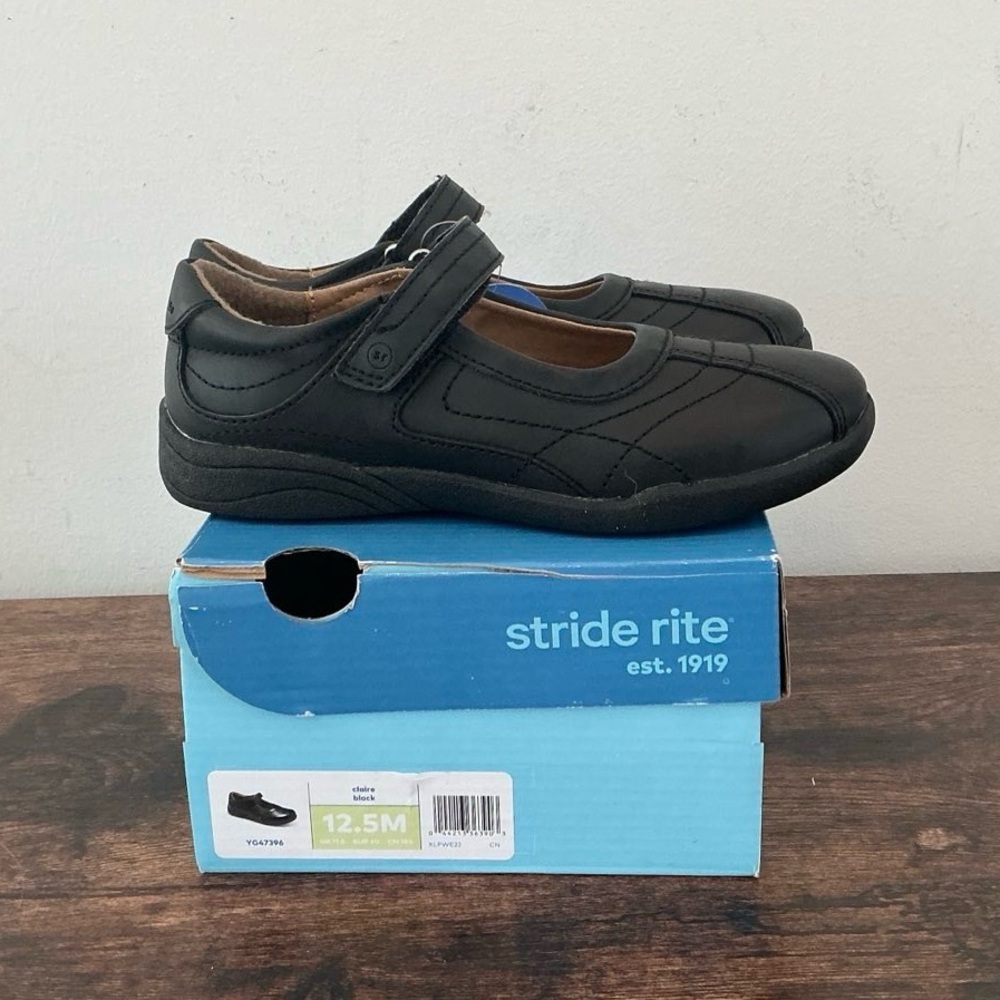 Girls Stride Rite Claire Mary Jane Flats Adjustable Closure Wide X-Wide Shoe - Picture 9 of 10